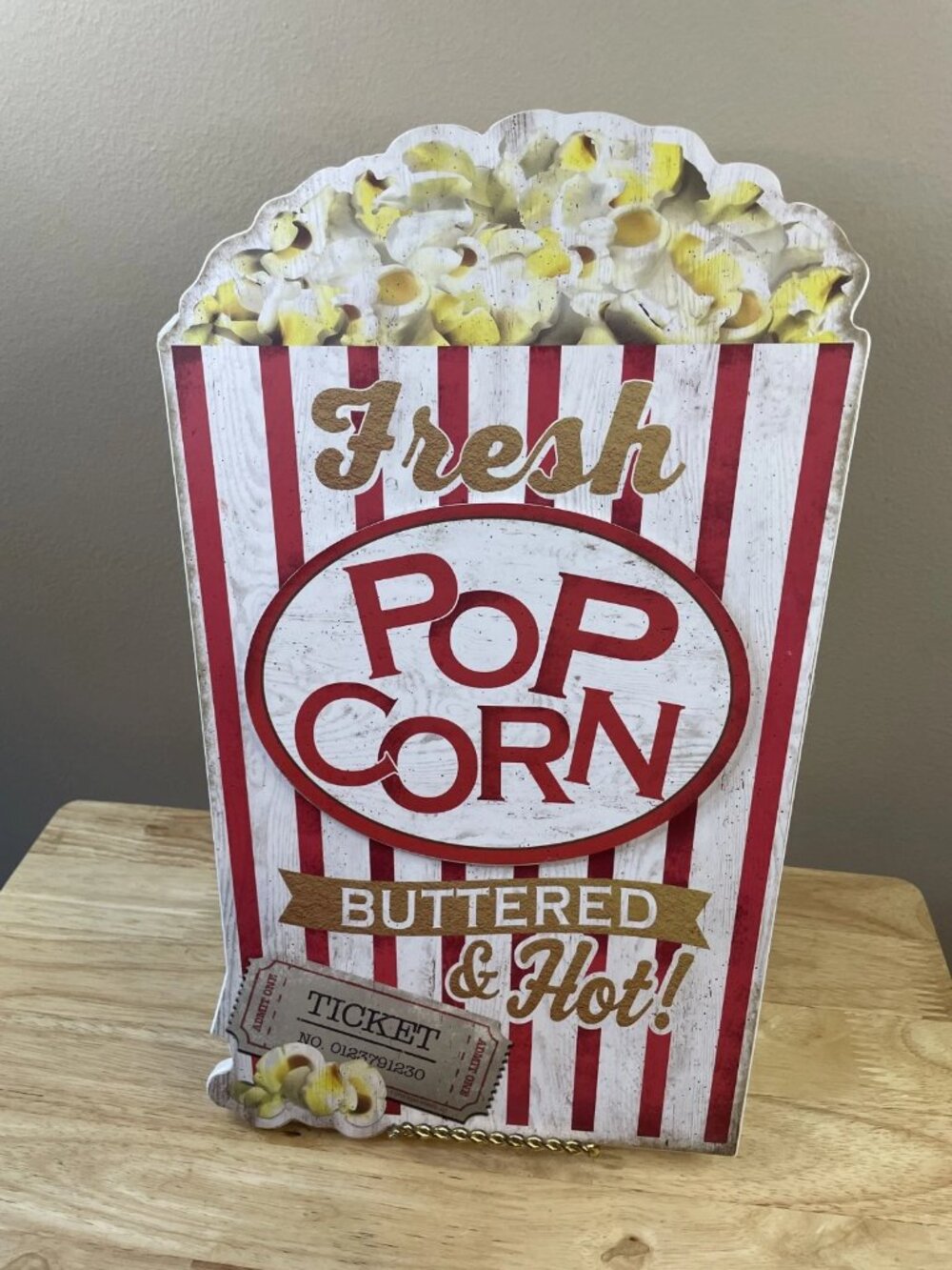 Open Road Brands Fresh Popcorn Wall Sign 10x15 Home Theater Game Room Decor